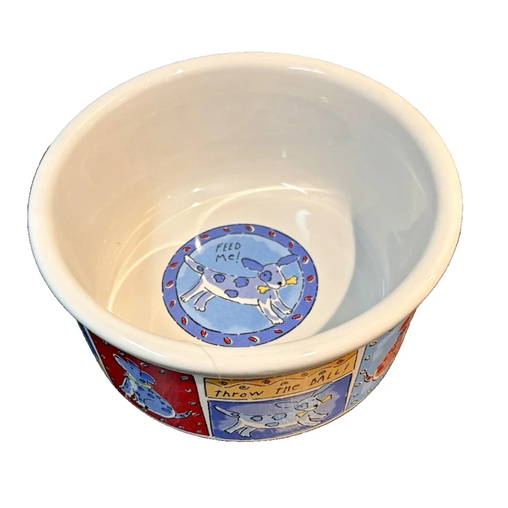 SIGNATURE FEED ME DOG by RIVIERA VAN BEERS Dog Bowl Dish Holds 3 Cups EUC!
